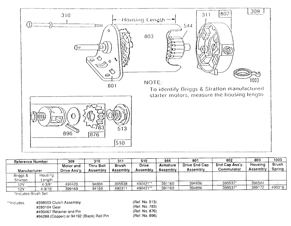 Electric Starter And Chart Diagram and Parts List for 255427-0132-XX  Briggs and Stratton Engine